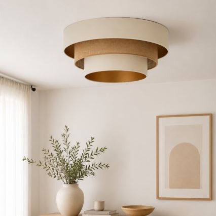 WENTA ceiling light 1xE27/60W/230V Ø 50 cm beige/jute