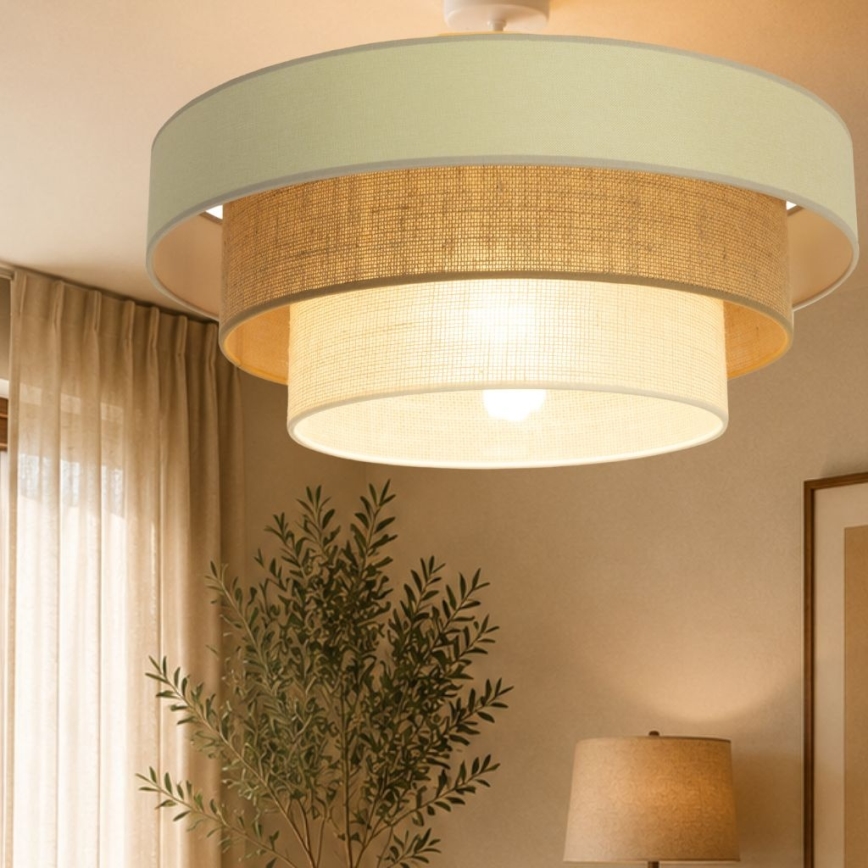 WENTA flush-mount ceiling light 1x E27/60W/230V Ø 50 cm beige/jute