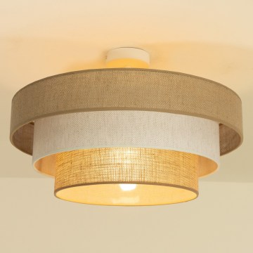 WENTA Flush‑Mount Ceiling Light – Jute Shade, Cream Finish, 1× E27 (max. 60W), 230V, Ø50 cm