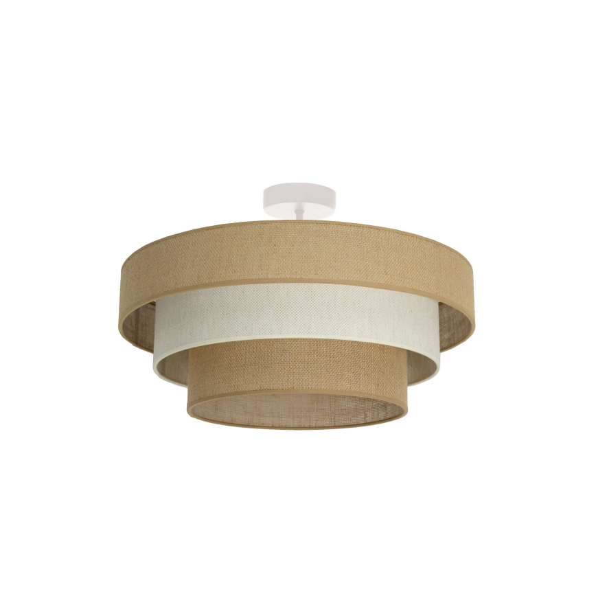 WENTA Flush‑Mount Ceiling Light – Jute Shade, Cream Finish, 1× E27 (max. 60W), 230V, Ø50 cm