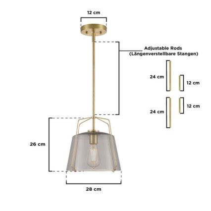Westinghouse 61251 - Chandelier on a pole HALLEIN 1xE27/60W/230V