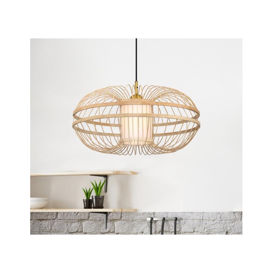 Westinghouse 61255 - Pendant light on cable TULCEA 1xE27/60W/230V Ø 50 cm bamboo