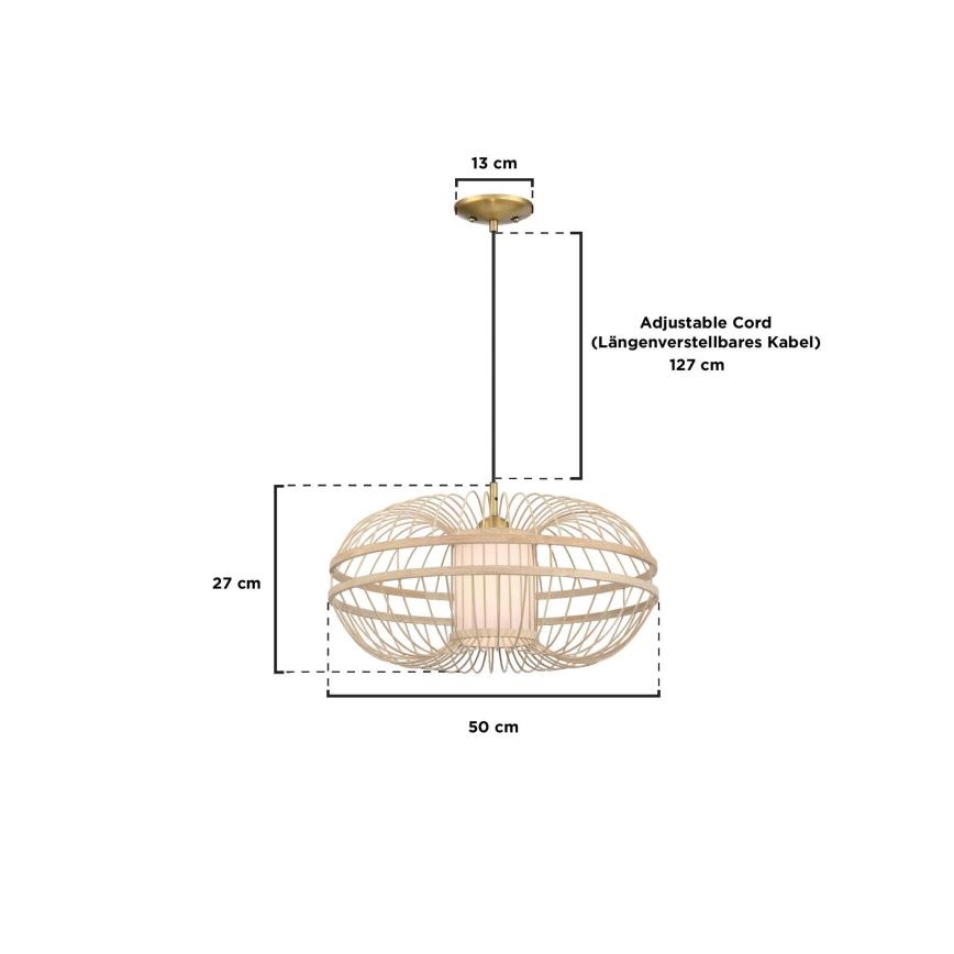 Westinghouse 61255 - Pendant light on cable TULCEA 1xE27/60W/230V Ø 50 cm bamboo