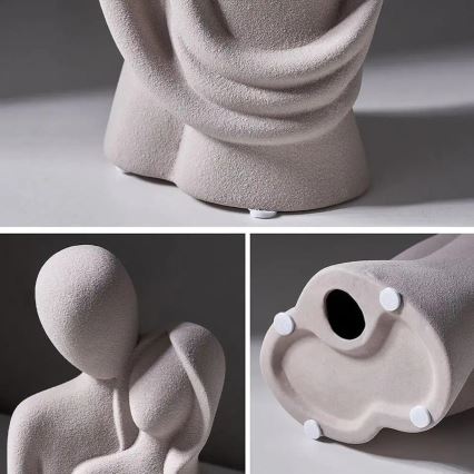 White ceramic tabletop decoration, 21 x 8.5 x 10 cm