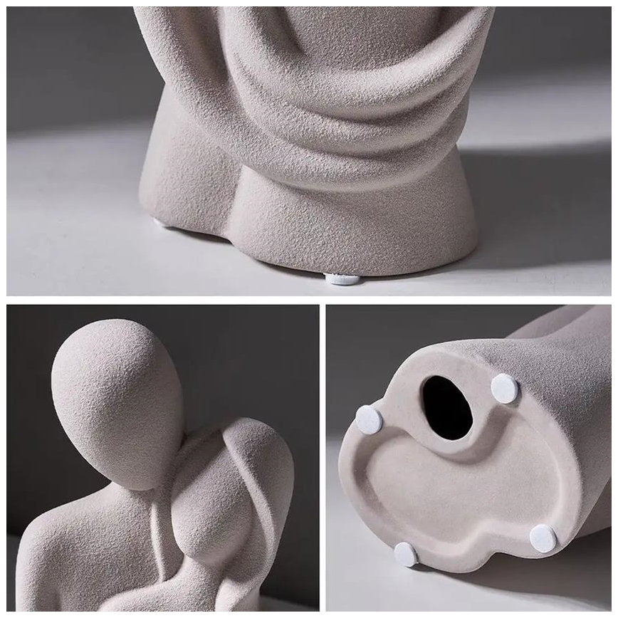 White ceramic tabletop decoration, 21 x 8.5 x 10 cm
