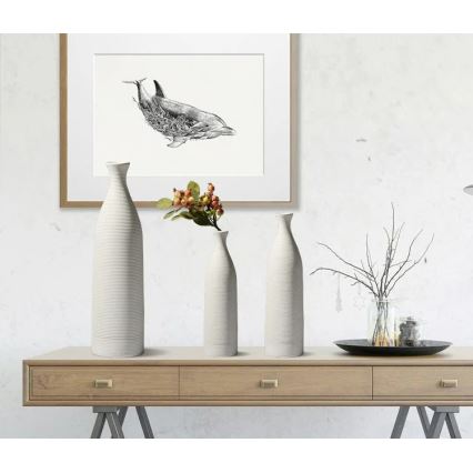 White Ceramic Vase, 25 cm