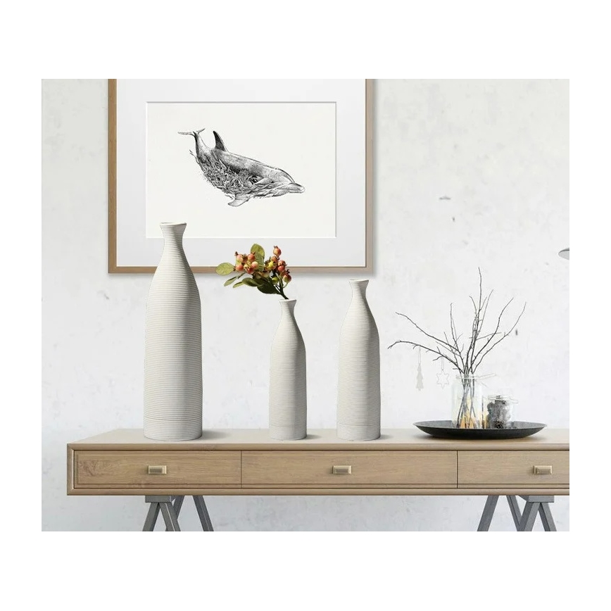 White Ceramic Vase, 25 cm