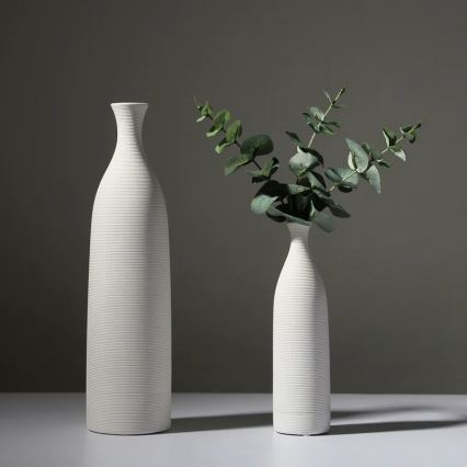 White Ceramic Vase, 25 cm