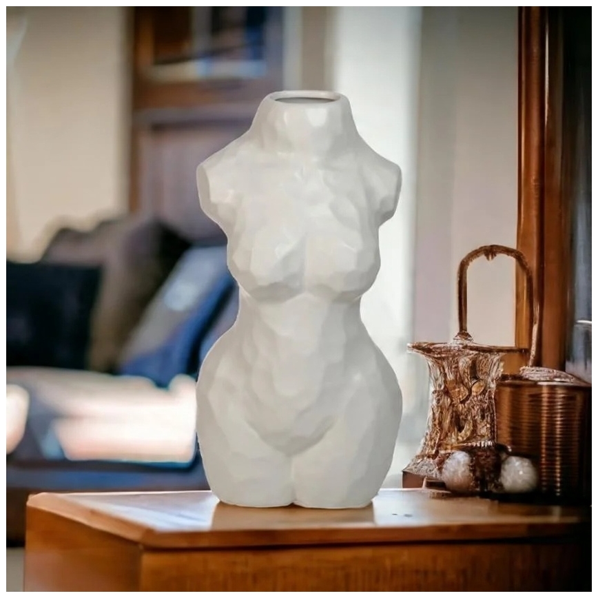 White Ceramic Vase, 30 cm