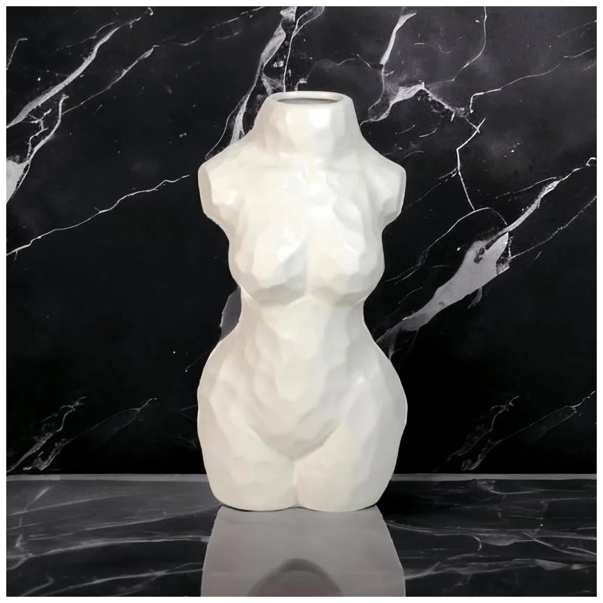 White Ceramic Vase, 30 cm