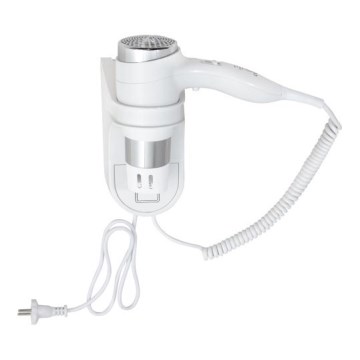 White hair dryer with holder 11x24 cm