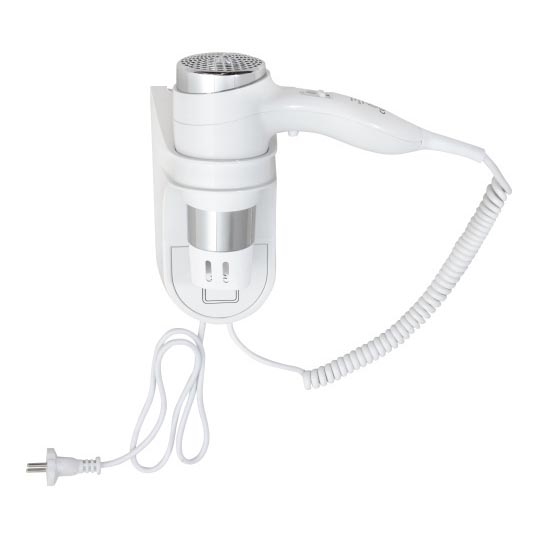 White hair dryer with holder 11x24 cm