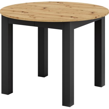 WILY extendable dining table, artisan oak/black