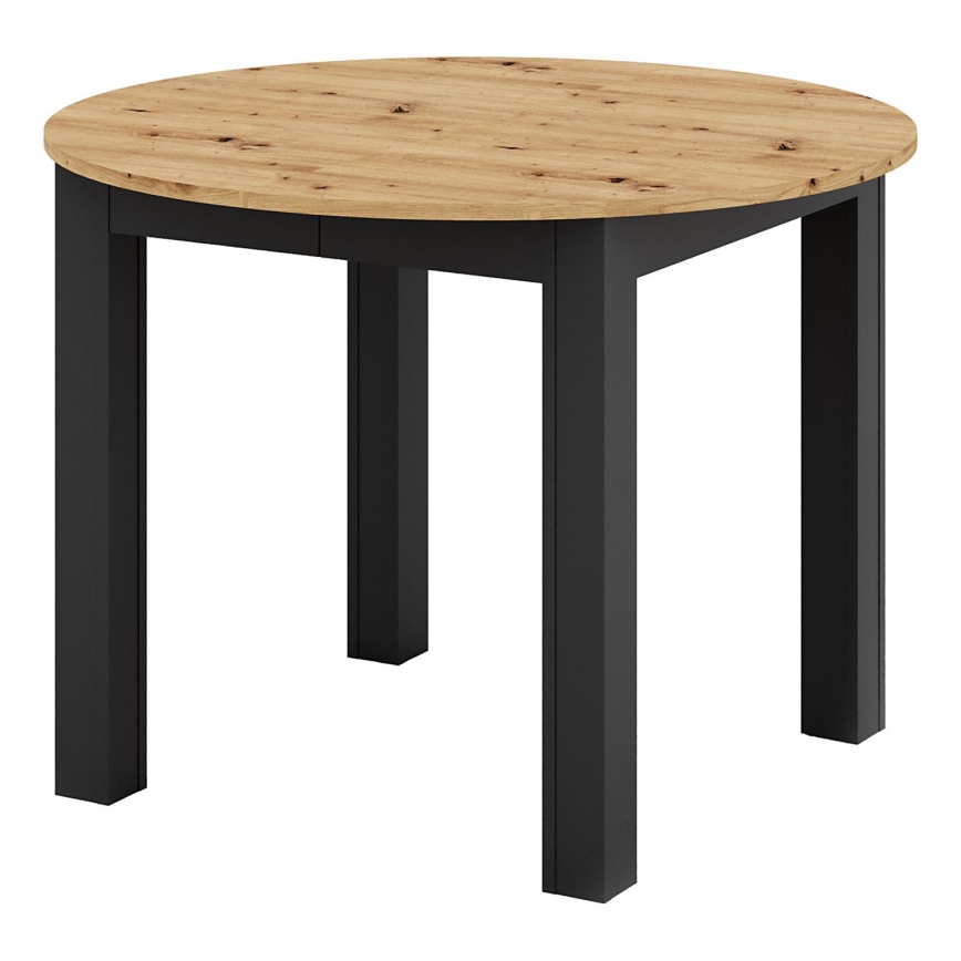 WILY extendable dining table, artisan oak/black