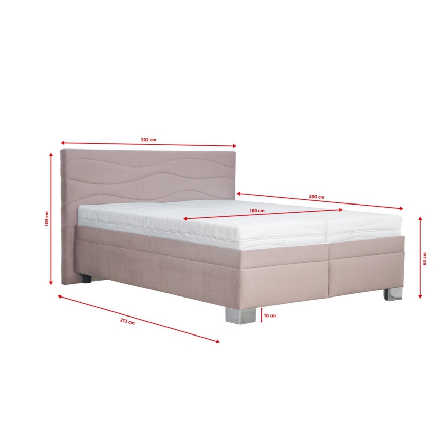 WINDSOR Upholstered Bed with Mattress 180x200 cm, Beige