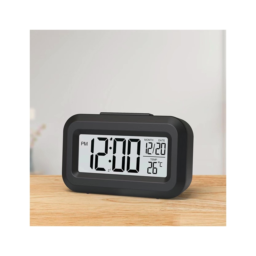Winner Group - Alarm clock with LCD display and thermometer 2xAAA black
