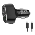 Winner Group - Car charger 1xUSB-C + 1xUSB-A Power Delivery 63W + USB cable USB-C / USB-C 1 m black
