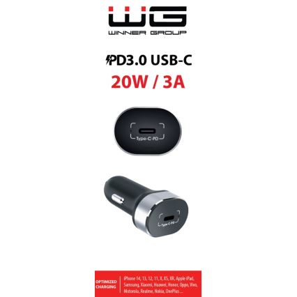Winner Group - Car charger 1xUSB-C Power Delivery 20W black