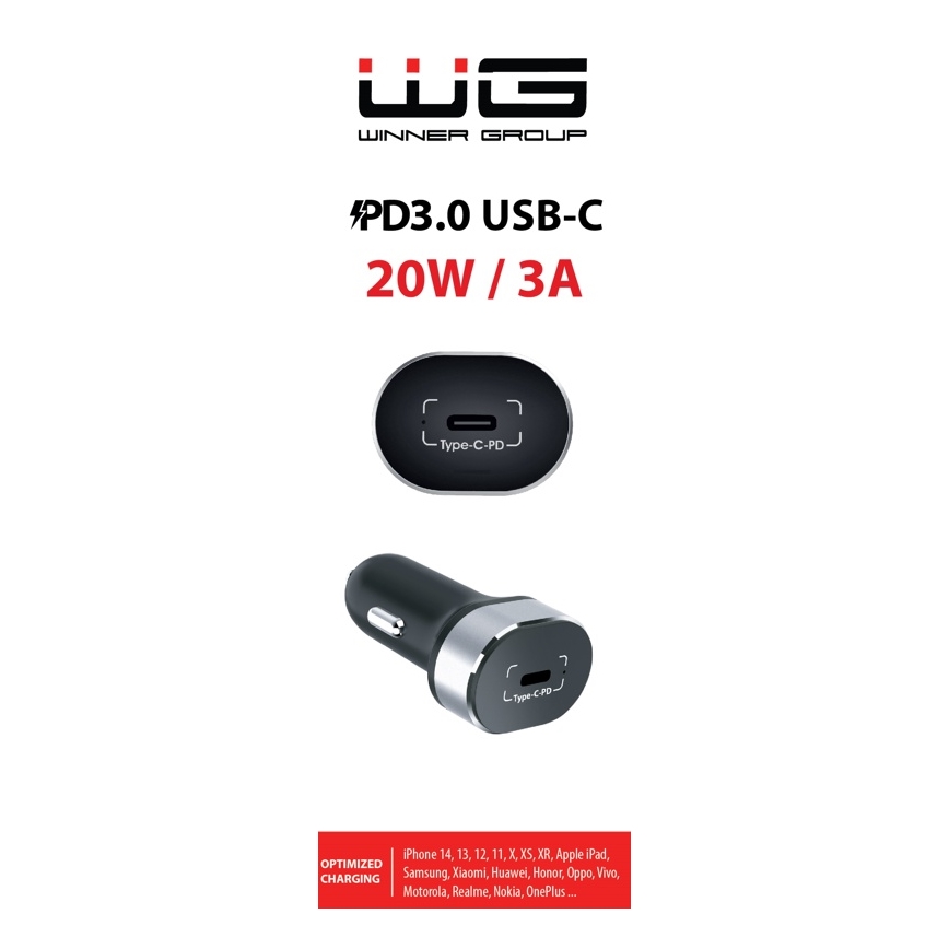 Winner Group - Car charger 1xUSB-C Power Delivery 20W black