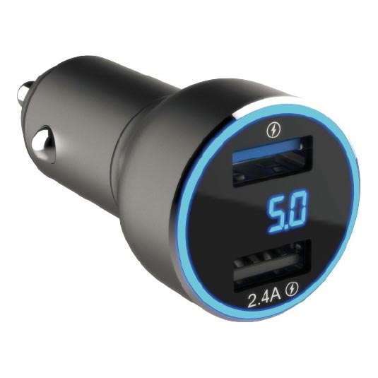 Winner Group - Car charger with a display 2xUSB-A Power Delivery 30W black