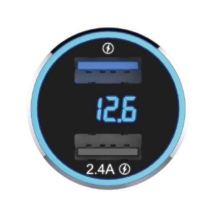 Winner Group - Car charger with a display 2xUSB-A Power Delivery 30W black
