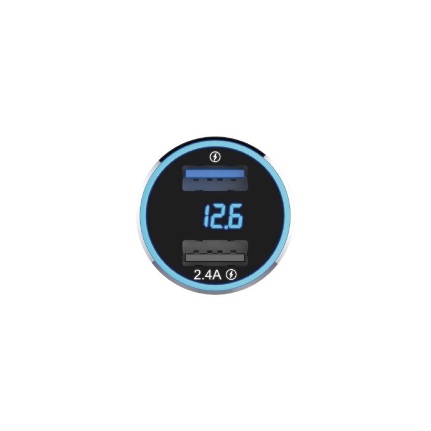 Winner Group - Car charger with a display 2xUSB-A Power Delivery 30W black