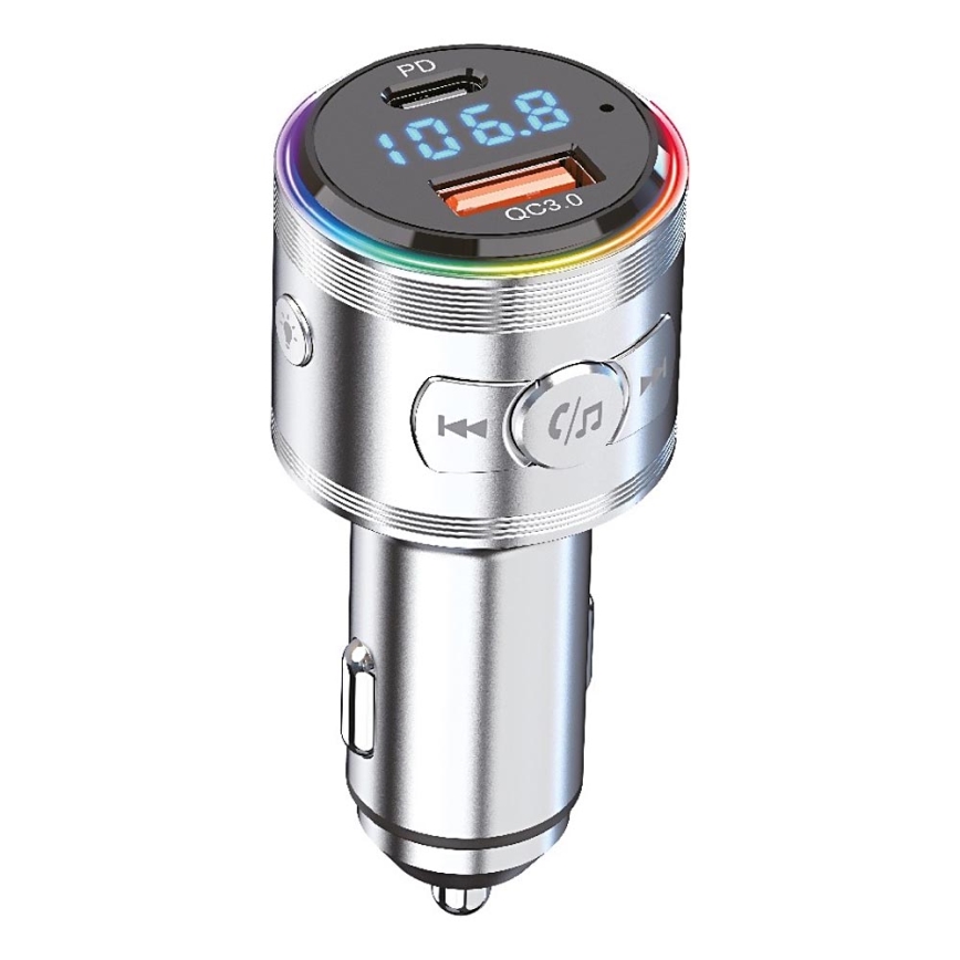 Winner Group - Car charger with FM transmitter and hands-free function 20W silver