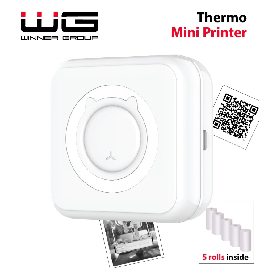 Winner Group - Mini thermal printer 800 mAh white
