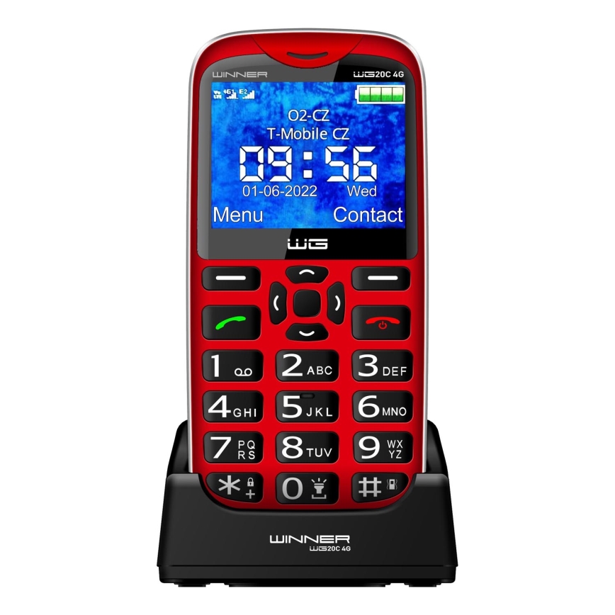 Winner Group - Mobile phone for seniors 1600 mAh red
