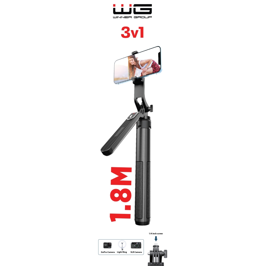 Winner Group - Selfie stick 3in1 with a stand 55 mAh 180 cm black