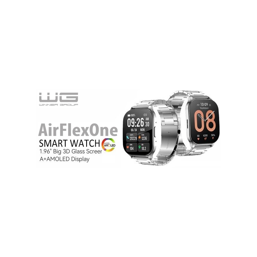 Winner Group - Smart watch AirFlexOn 300 mAh IP68 silver