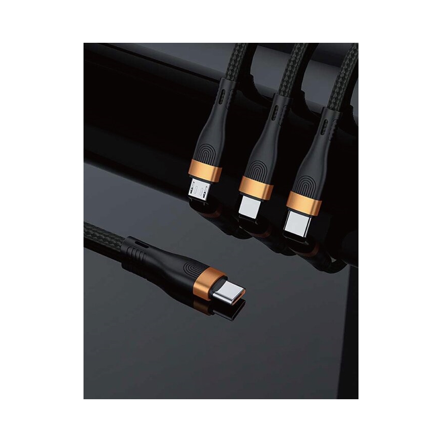 Winner Group -USB cable 3in1 USB-C / Lightning, USB-C and Micro USB 100W 1,5m black