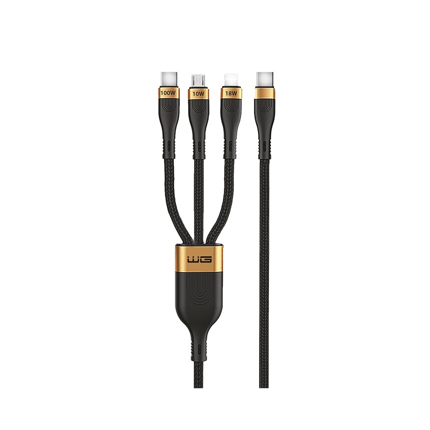 Winner Group -USB cable 3in1 USB-C / Lightning, USB-C and Micro USB 100W 1,5m black
