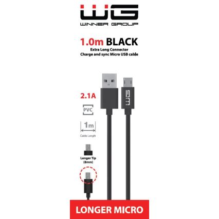 Winner Group - USB cable extended Micro USB / USB-A 1m black