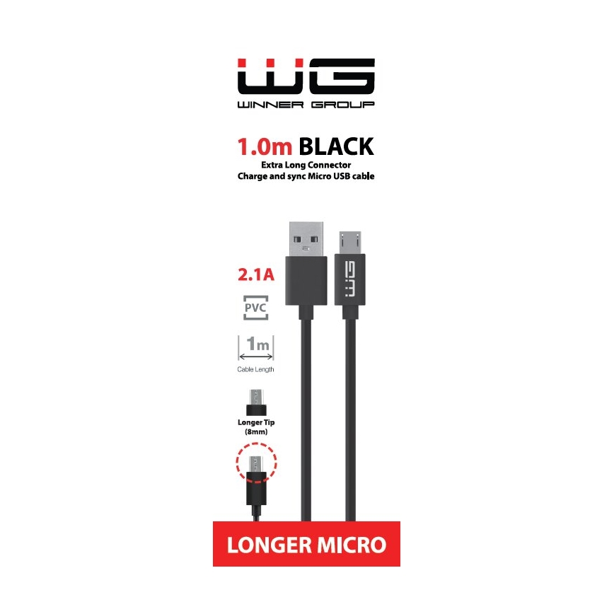 Winner Group - USB cable extended Micro USB / USB-A 1m black