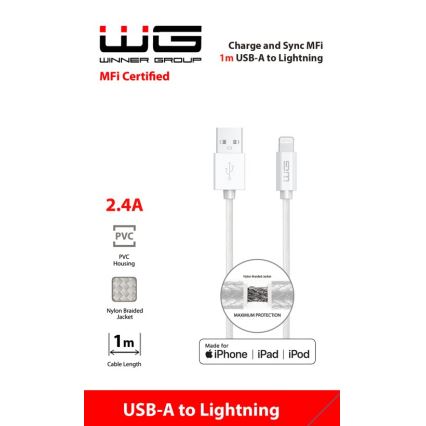 Winner Group - USB cable MFI Lightning / USB-A 1m white