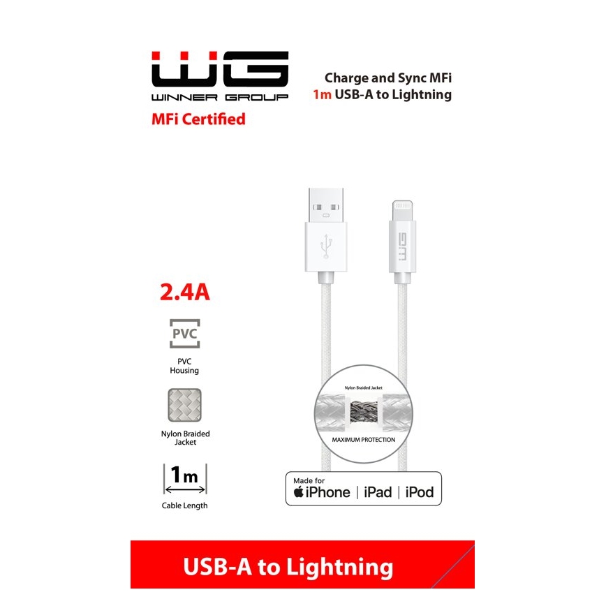 Winner Group - USB cable MFI Lightning / USB-A 1m white