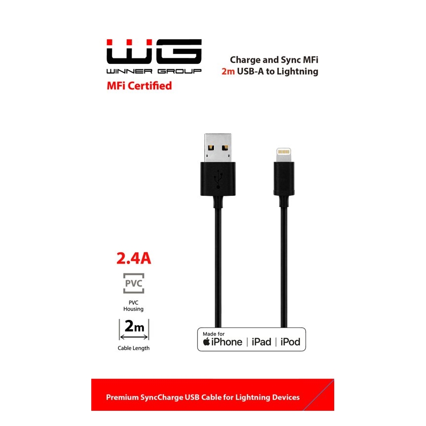 Winner Group - USB cable MFI Lightning / USB-A 2m black