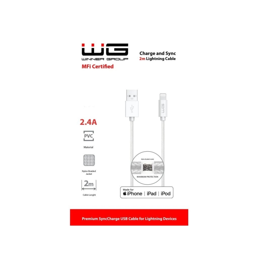 Winner Group - USB cable MFI Lightning / USB-A 2m white
