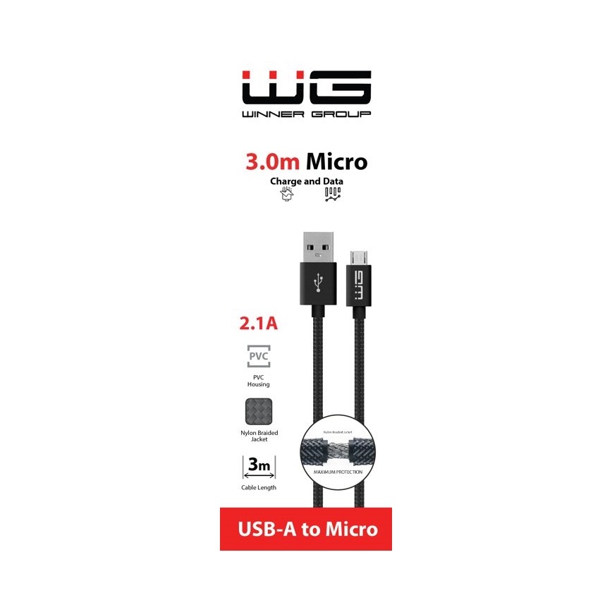 Winner Group - USB cable Micro USB / USB-A 3m black