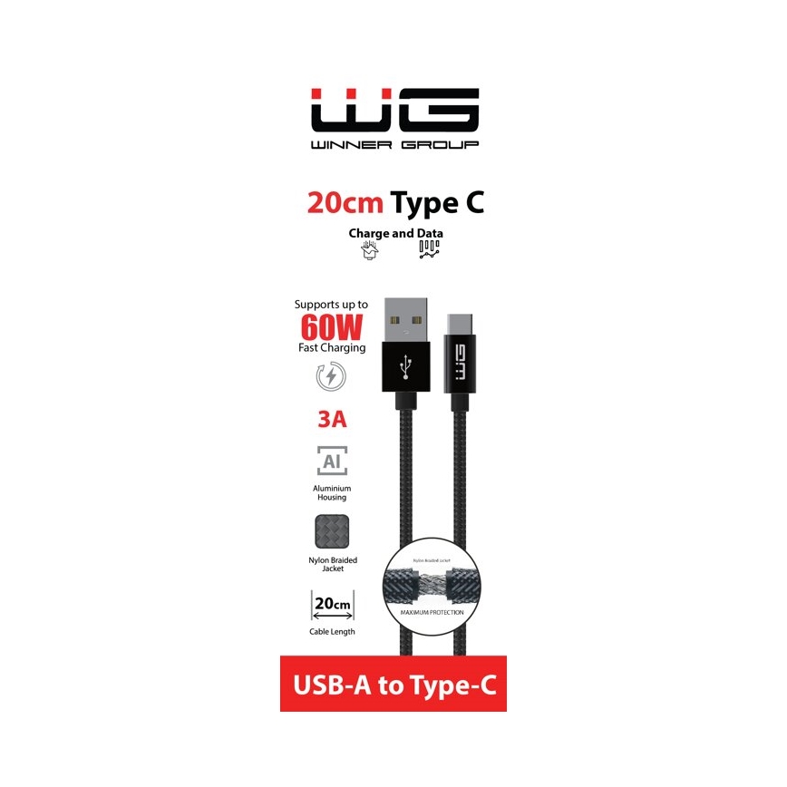 Winner Group - USB cable USB-C / USB-A 20cm black