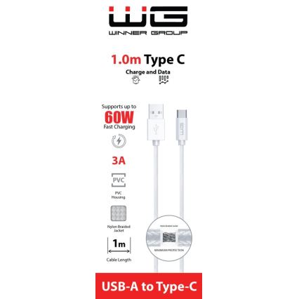 Winner Group - USB cable USB-C / USB-A 60W 1m white