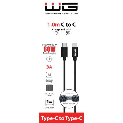 Winner Group - USB cable USB-C / USB-C 60W 1m black