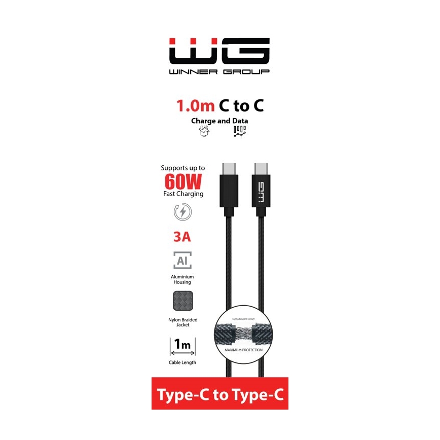 Winner Group - USB cable USB-C / USB-C 60W 1m black