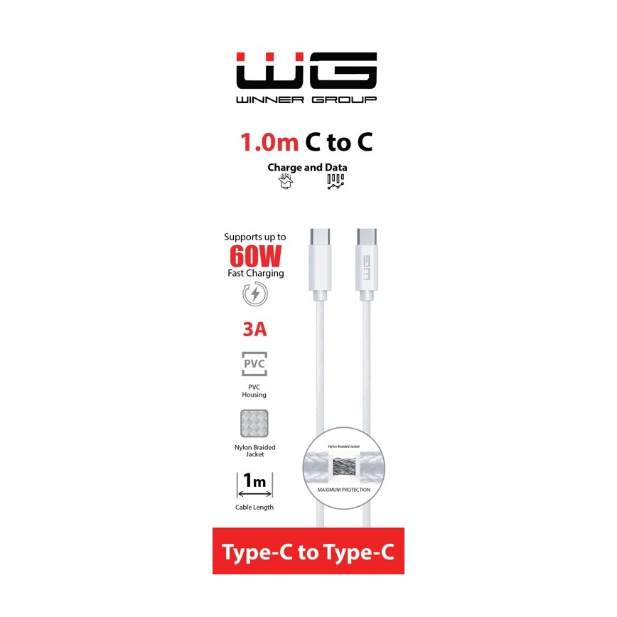 Winner Group - USB cable USB-C / USB-C 60W 1m white