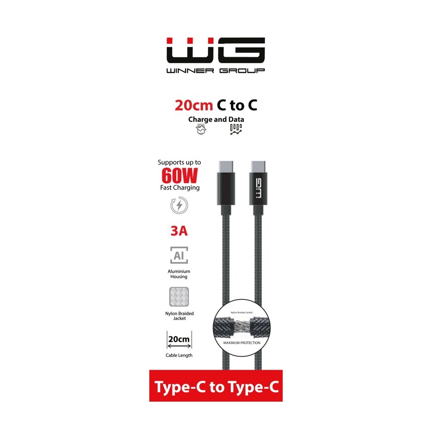 Winner Group - USB cable USB-C / USB-C 60W 20cm black