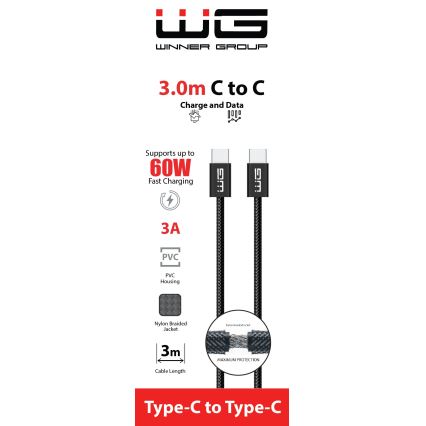 Winner Group - USB cable USB-C / USB-C 60W 3m black