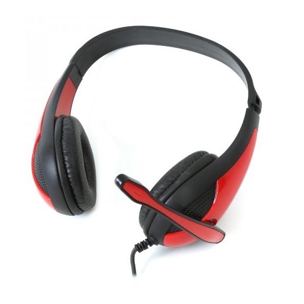 Wired headphones with microphone red