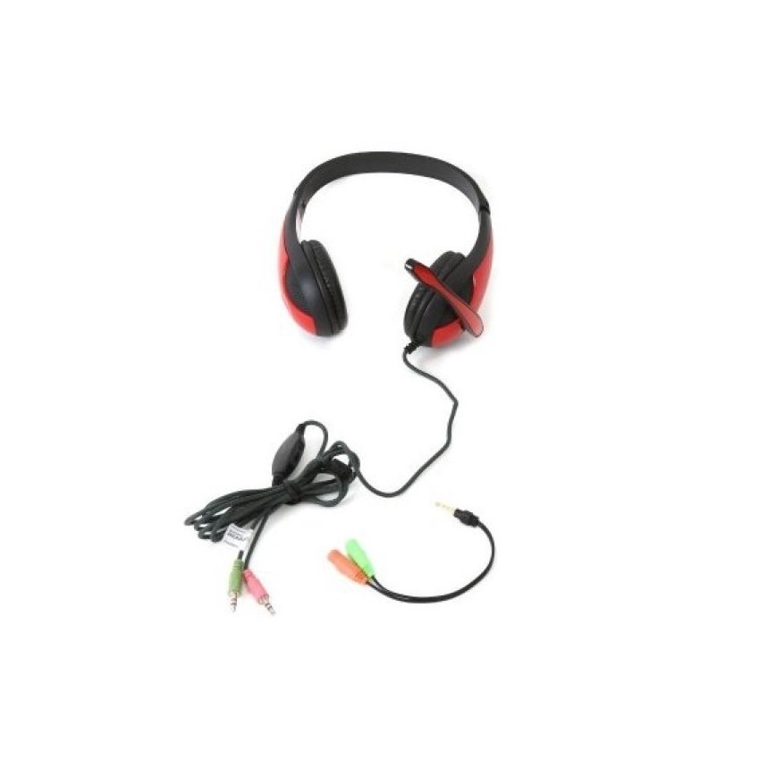 Wired headphones with microphone red