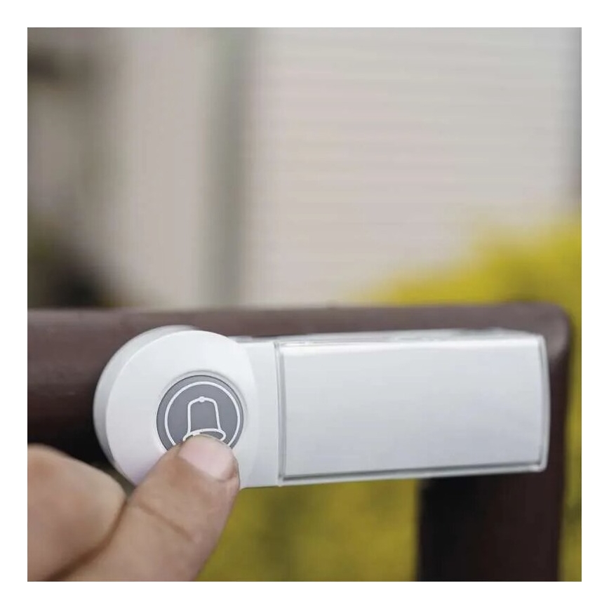 Wireless doorbell 3xAA IP44 white/silver